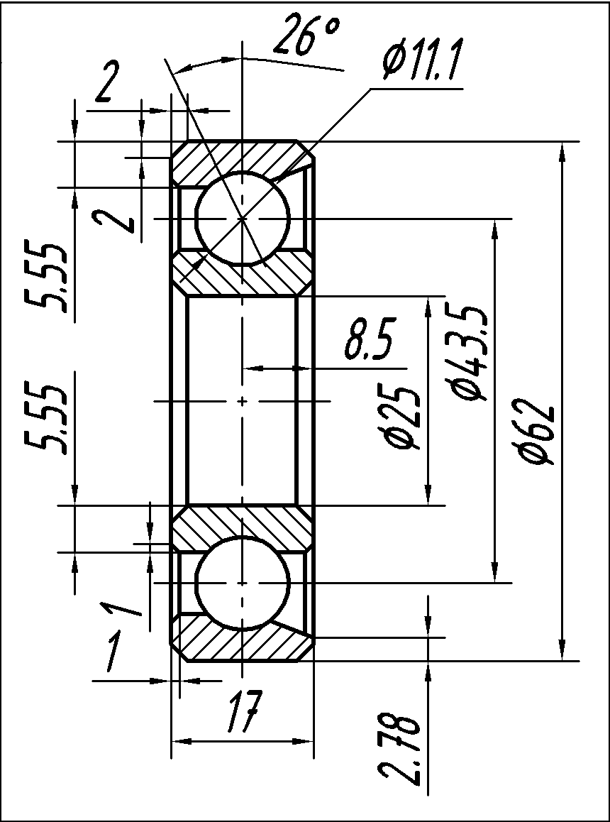 Шарикоподшипник на чертеже