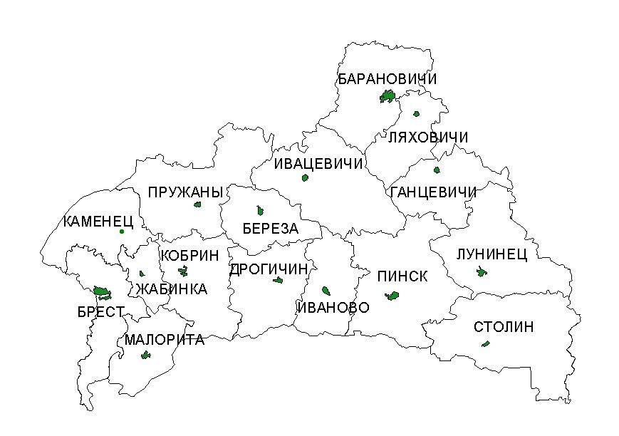 Беларусь контурные. Карта Брестской области с районами. Карта Белоруссии Брестская область. Брестская область на карте Беларуси с городами. Брестская область на карте с городами.