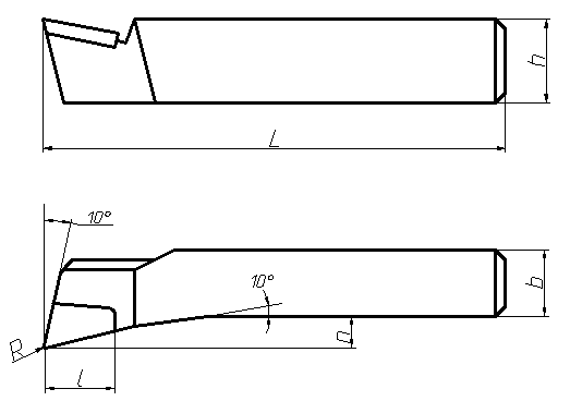 Чертеж резца отогнутого