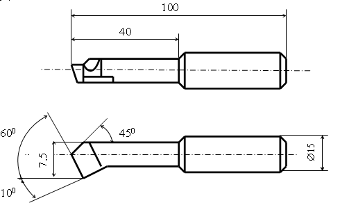 Расточной резец для сквозных отверстий чертеж