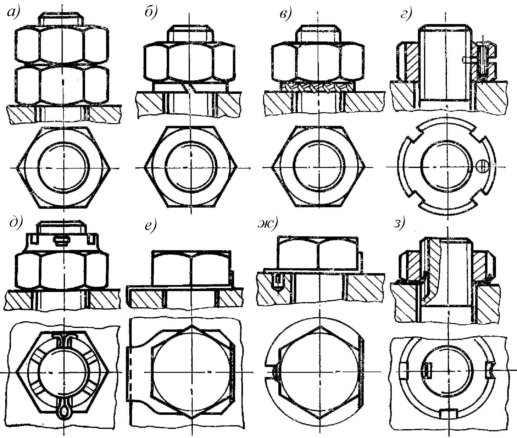 Соединение болт гайка шайба. Стопорение осей шплинтом. Болтовое соединение чертеж с гровером. Болт гайка шайба гровер схема крепления. Шайба гровер гайка.