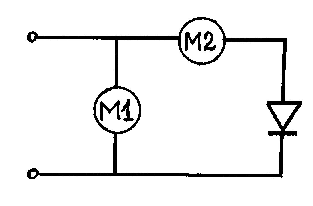 Изображение на схеме амперметр