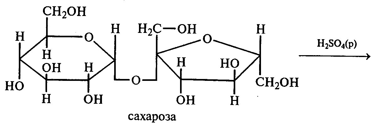 Схема реакции гидролиза сахарозы