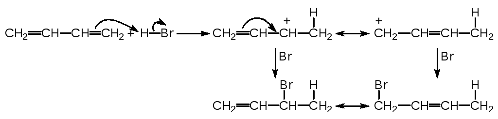 Бутадиен 1 3 реакции присоединения. Механизм электрофильного присоединения бутена-1. Механизм реакции электрофильного присоединения бутена. Бутадиен 1,3 hbr 1,4 присоединение. Бутен 1 3 hbr присоединение 1,2.