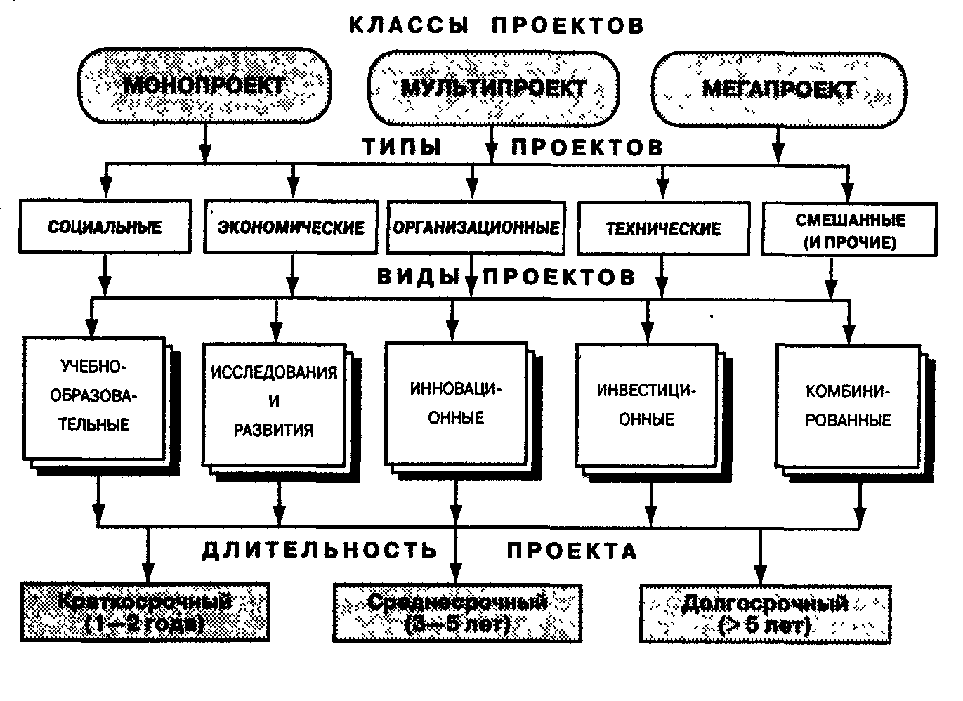 Различают следующие типы организационных проектов монопроекты мультипроекты и