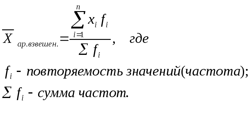 Формула средней функции. Средняя арифметическая взвешенная. Среднегеометрической или среднеарифметической взвешенной..