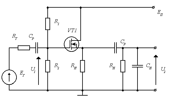Схема истокового повторителя на полевом транзисторе кп303