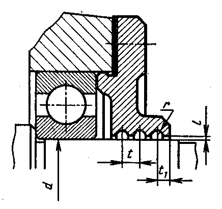 В подшипниковом узле редуктора на рисунке используют уплотнение