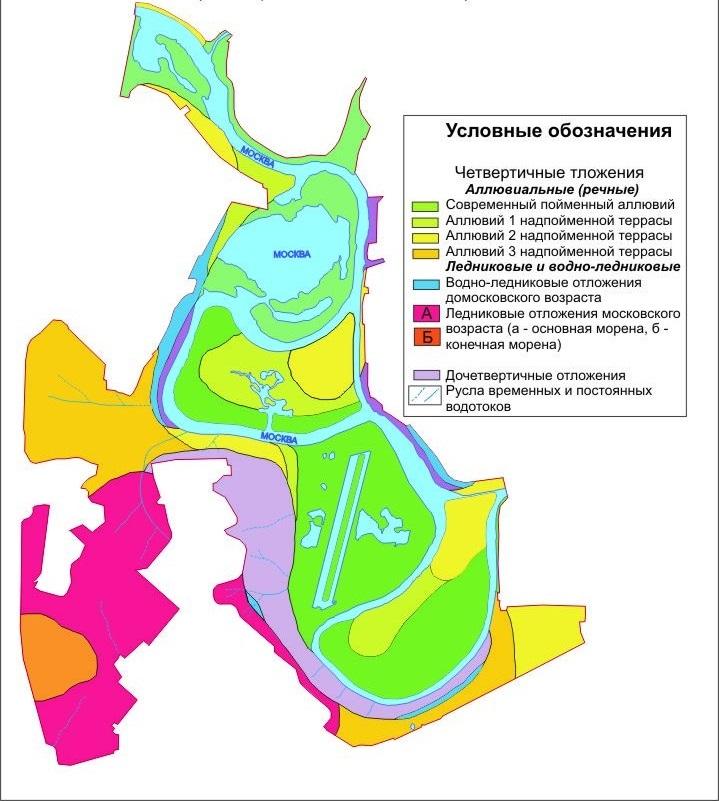 Карта четвертичных отложений москвы