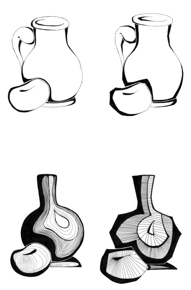 Рисунок плоских форм. Зарисовки плоских предметов. Рисование плоских предметов. Силуэты предметов линиями. Рисование простых плоских предметов.