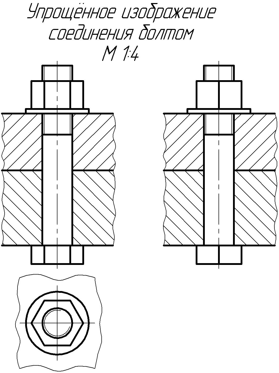 Упрощенное изображение соединения болтом