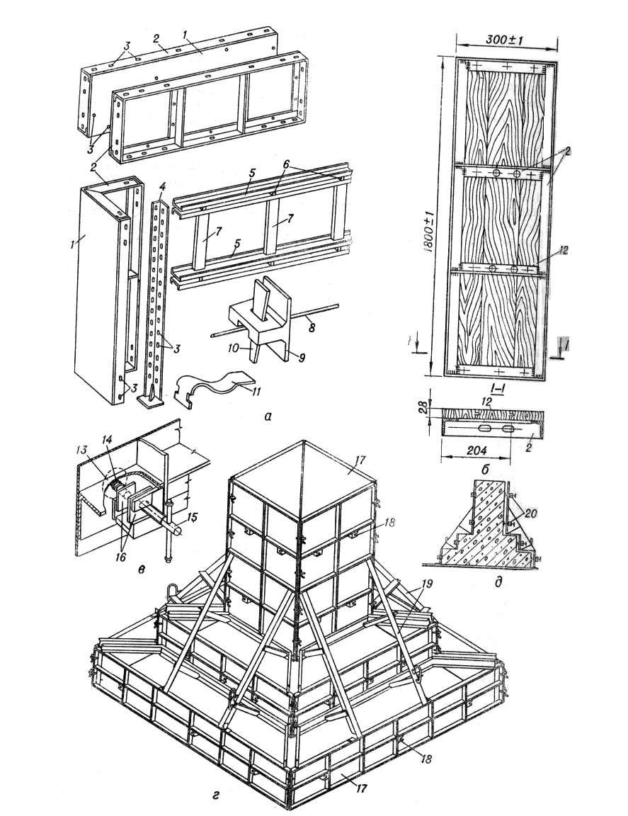 Чертеж опалубки. Разборно-переставная опалубка. Опалубка для колонны 400х400 чертеж. Опалубка ЦНИИОМТП чертежи. Схема установки мелкощитовой опалубки.