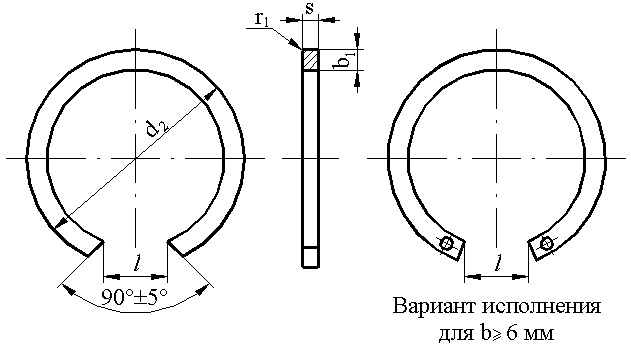 Стопорное кольцо на чертеже