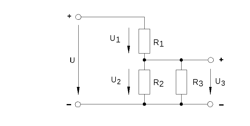 Схема делителя напряжения на резисторах