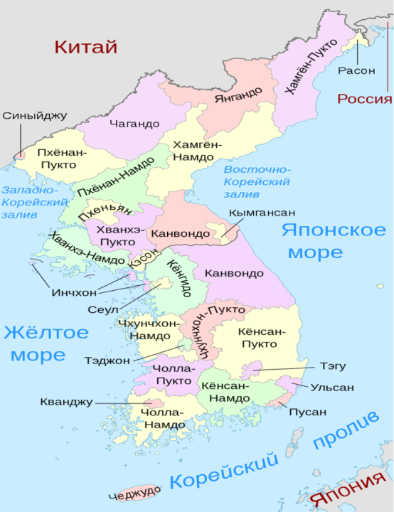 Карта кореи на корейском языке