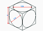 Изображение в изометрической проекции окружностей вписанных в грани куба