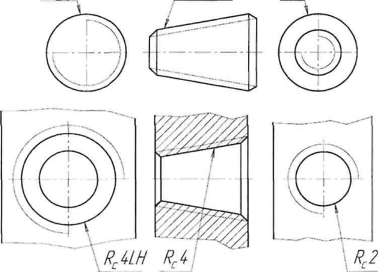 Чертеж внутренней конической резьбы
