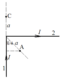 Тонкий прямой бесконечный провод по которому идет ток i согнут как показано на рисунке