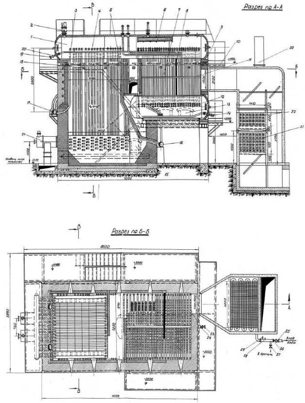 Паровой котел дквр 10 13. ДКВР 10/13 чертеж. Обмуровка котла ДКВР 10/13 чертеж. Котел паровой ДКВР чертеж 20/13.