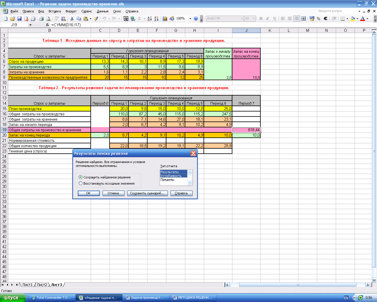 Производственный план excel