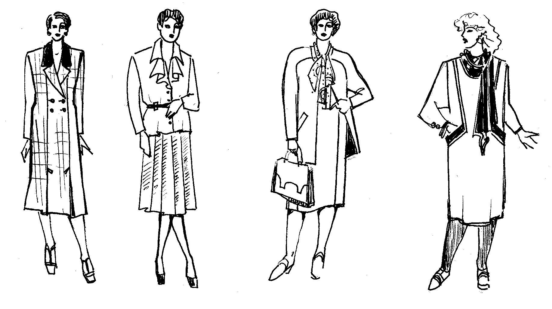 Эскизы одежды дизайнеров в карандаше