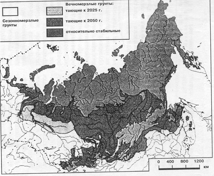 Карта вечномерзлых грунтов