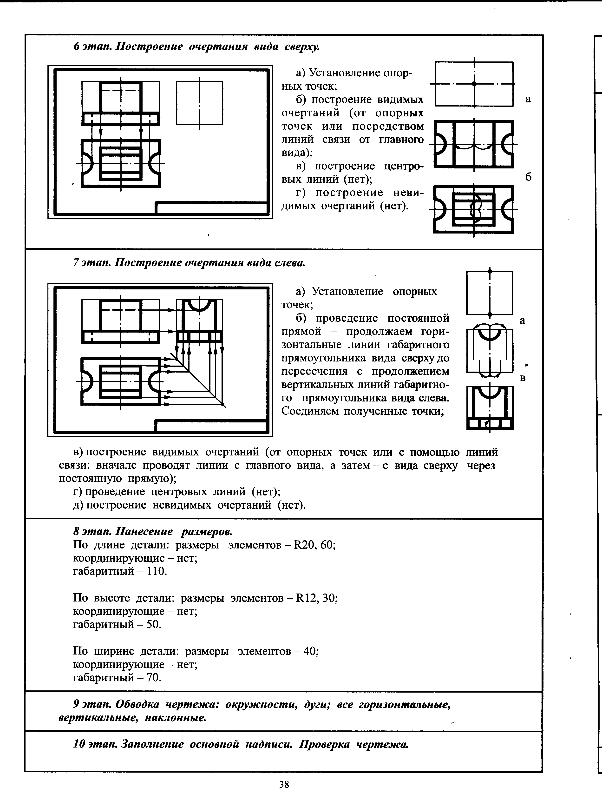 Алгоритм построения чертежа детали