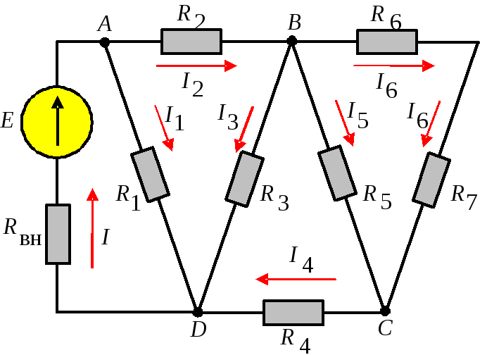 Метод преобразования цепей. Эквивалентные схемы электрических цепей резисторов. Схема цепи для расчета эквивалентных сопротивлений. Схема цепей постоянного тока методом свертывания. Расчет цепи постоянного тока методом преобразования схем.