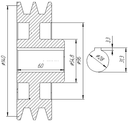 Шкив клиноременной передачи чертеж