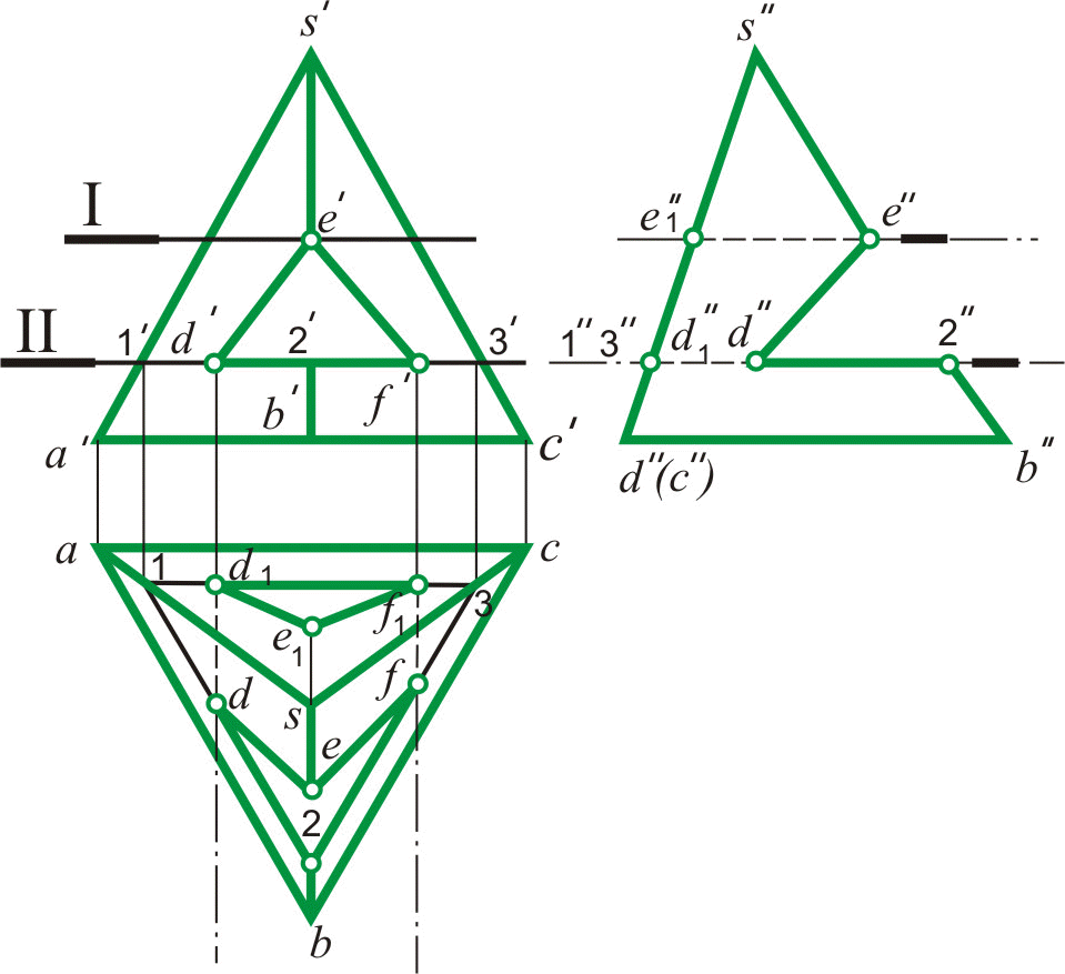 Фигуры с вырезами. Начертательная геометрия проекция пирамиды. Линия пересечения многогранников Начертательная геометрия. Трехгранная пирамида чертеж. Пирамида со сквозным отверстием Начертательная геометрия.