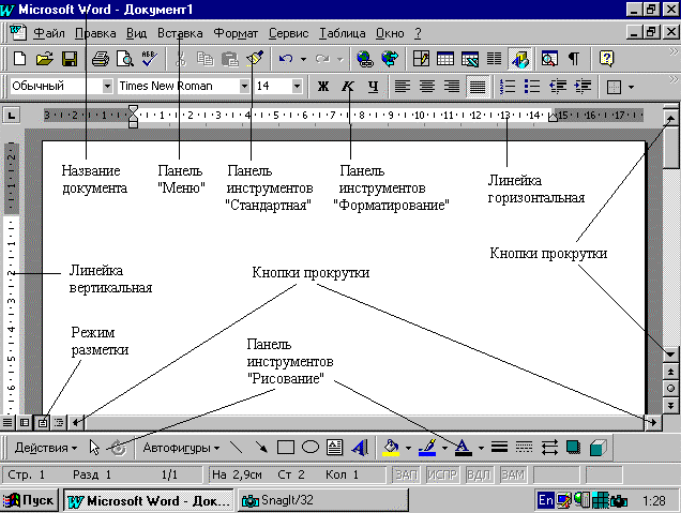 В некотором текстовом редакторе используется только шрифт. Перечислите основные объекты документа MS Word. Панели инструментов MS Word. Панель рисования текстового процессора MS Word 2010. Основные возможности текстового процессора MS Word.