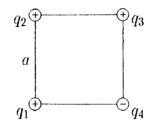 Четыре одинаковых заряда q. Четыре заряда +q -2q +2q. В Вершинах квадрата расположены точечные заряды. Q1 q2 формула в физике. Заряд q.