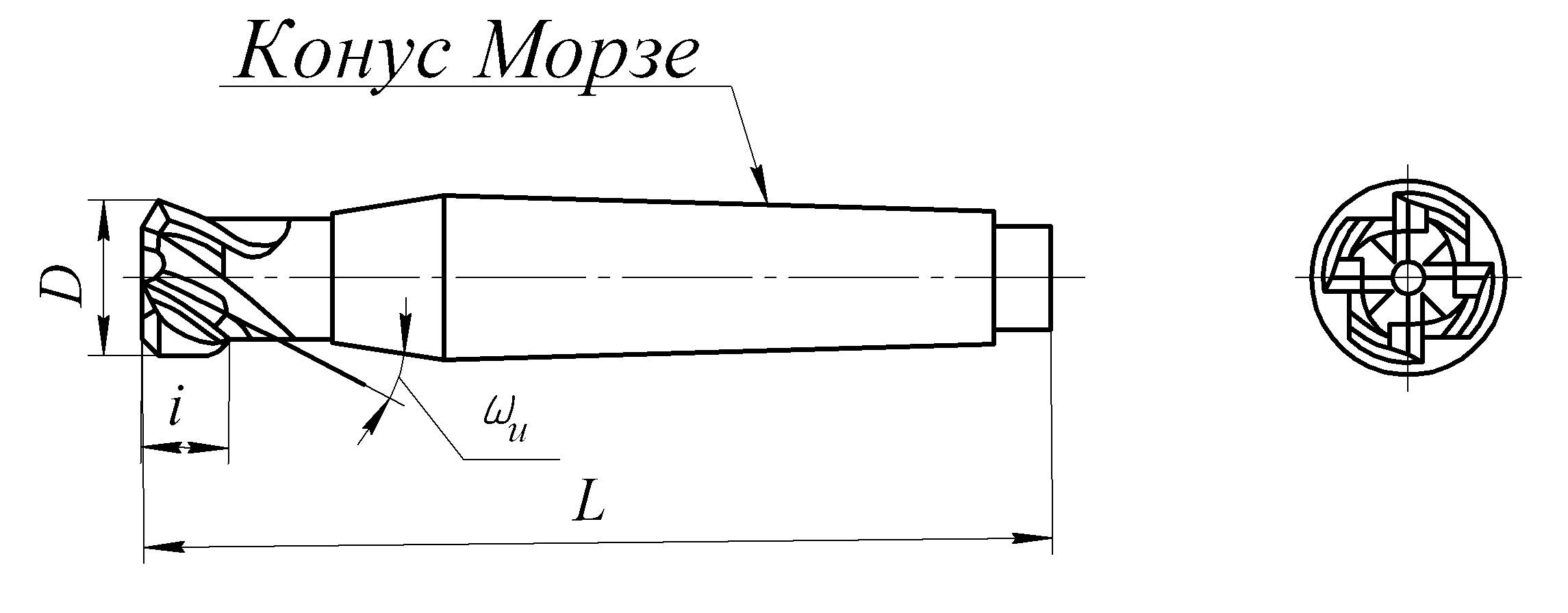 Чертеж хвостовика сверла конус Морзе 4