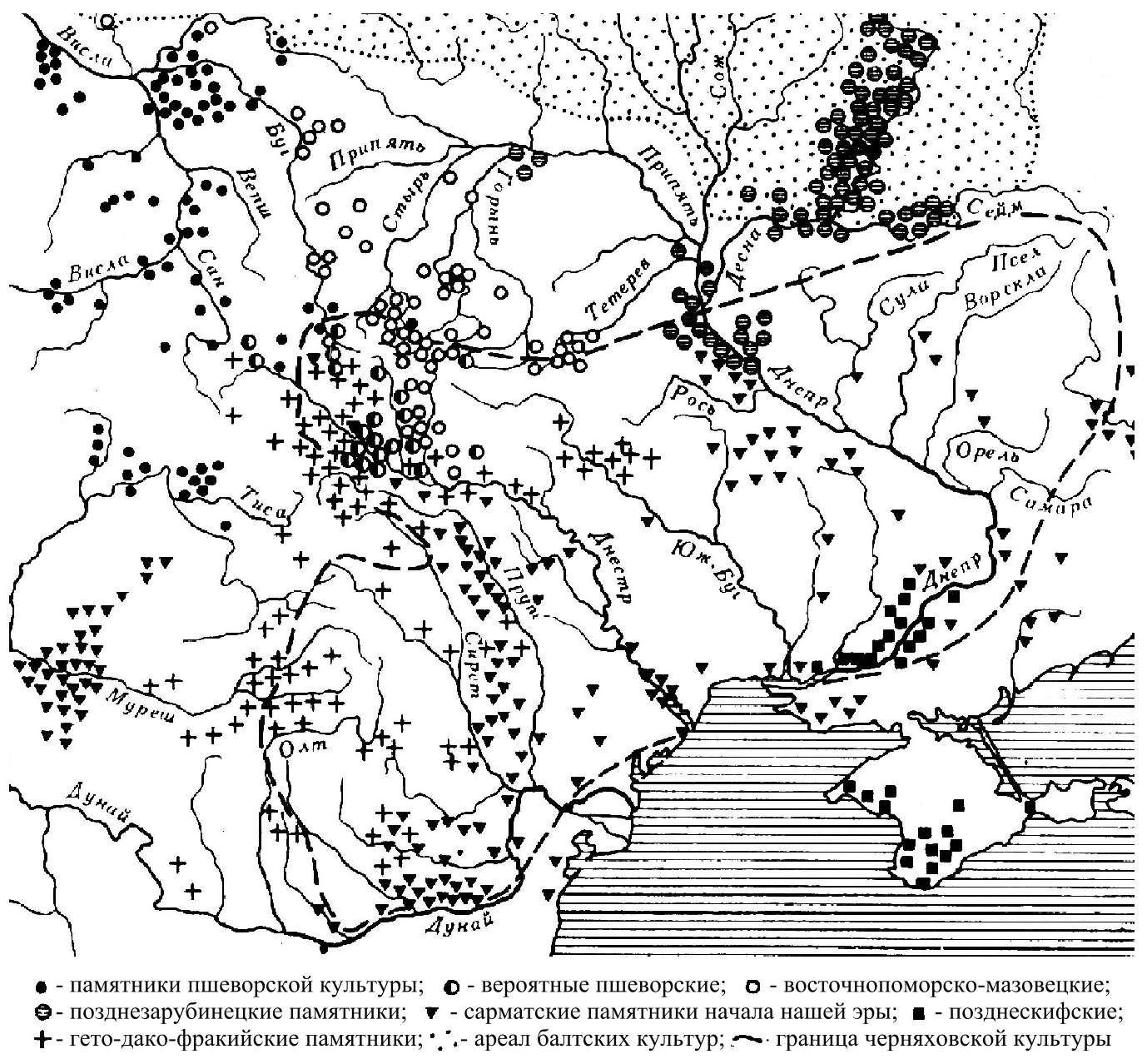 Черняховская археологическая культура карта