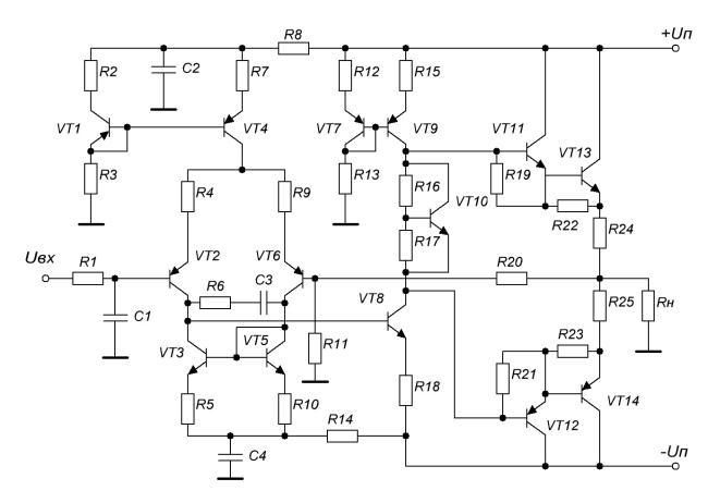 Симметричный усилитель схема