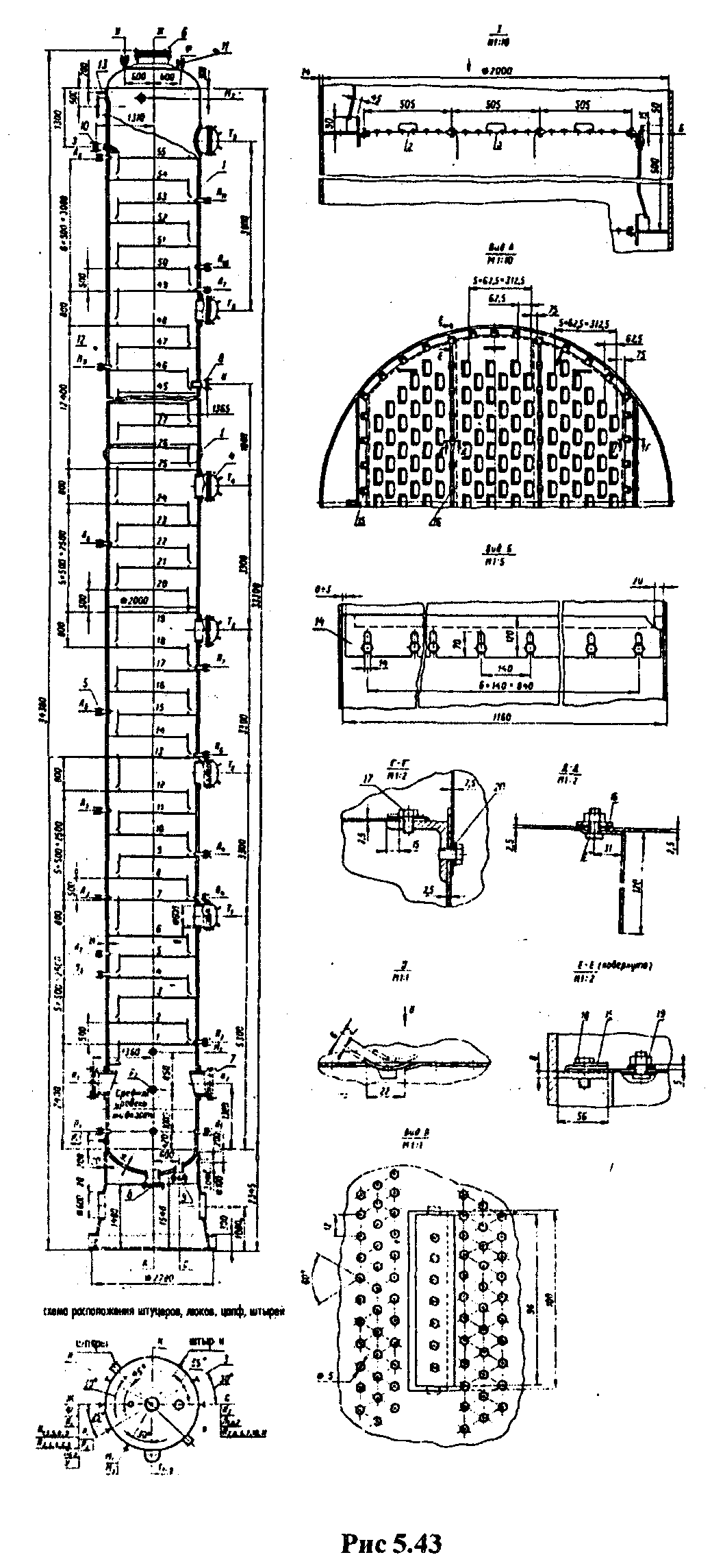 Колонна с ситчатыми тарелками схема