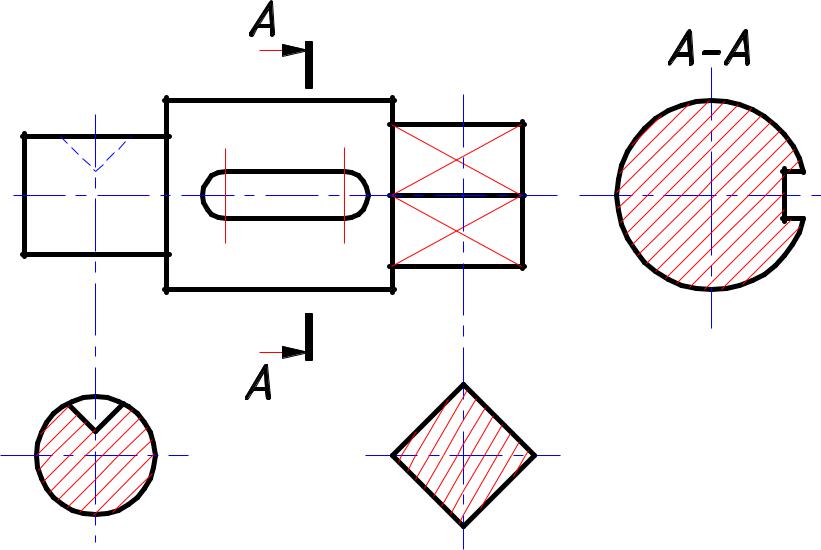 Сечение в черчении. Начертить сечения вала 1.16. Сечения валов на чертеже. Сечение на чертеже.