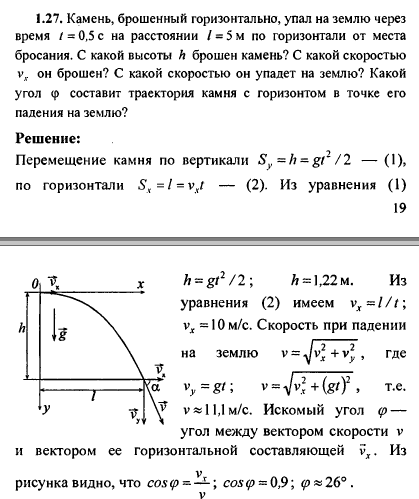 Камень брошенный с высоты 2 м