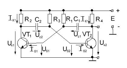 Схема автоколебательного мультивибратора