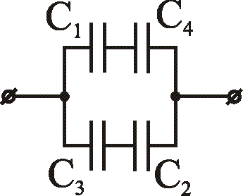 Определите емкость батареи конденсаторов изображенной на рисунке