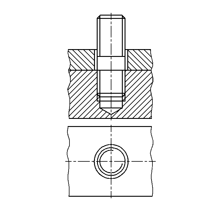 Упрощенное изображение шпилечного соединения как начертить