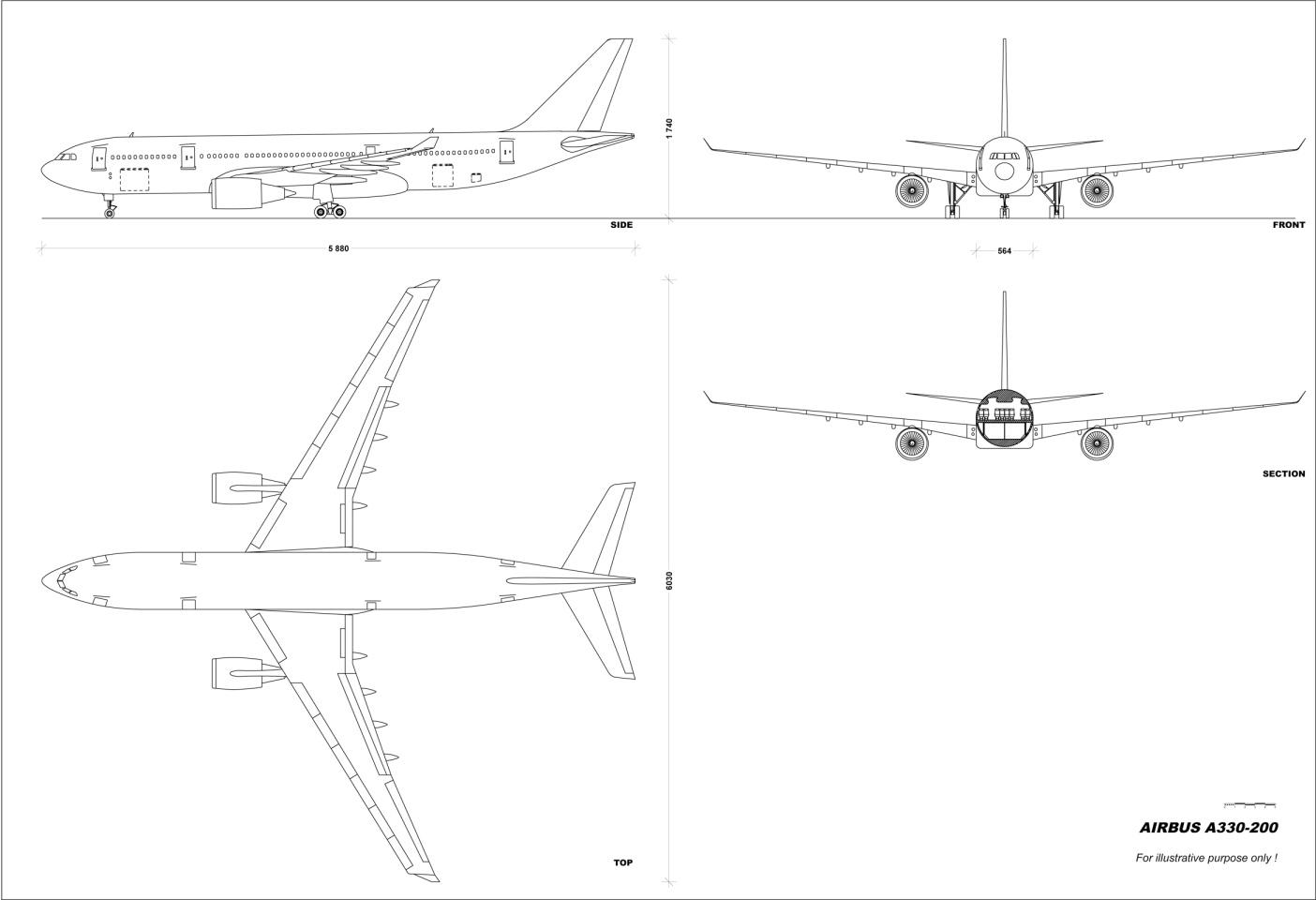 Airbus a340 чертеж