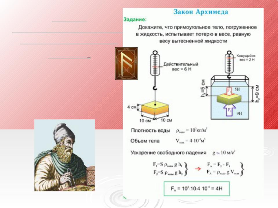 Вес тела плотностью погруженного в воду. Формулы силы Архимеда 1-. Закон Архимеда 7 класс физика. Закон Архимеда плотность. Сила Архимеда 7 класс физика.