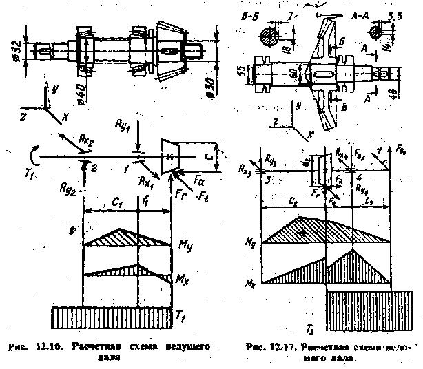 Расчетная схема ведущего вала