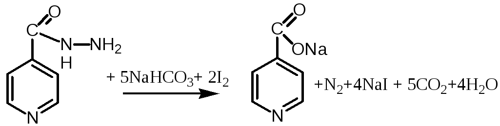 Nahco3 hi. Реакция с изониазидом. Изониазид йодометрия. Йод и тиосульфат натрия реакция. Изониазид щелочной гидролиз.