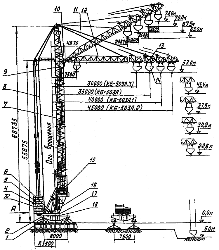 Башенный кран чертеж