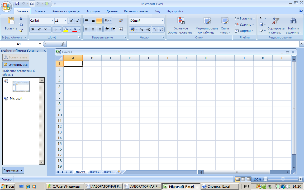 Microsoft excel вид