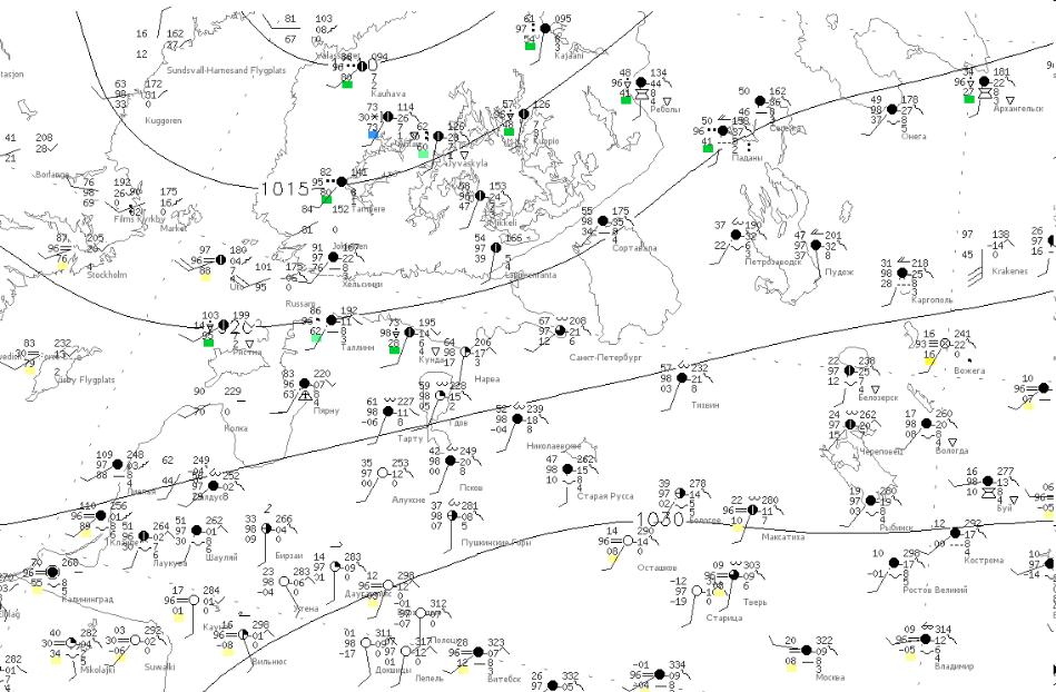 Приземная карта погоды расшифровка