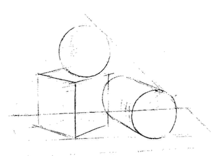 Рисунок натюрморта из геометрических тел по воображению