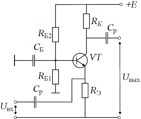 Эквивалентная схема усилителя с общей базой